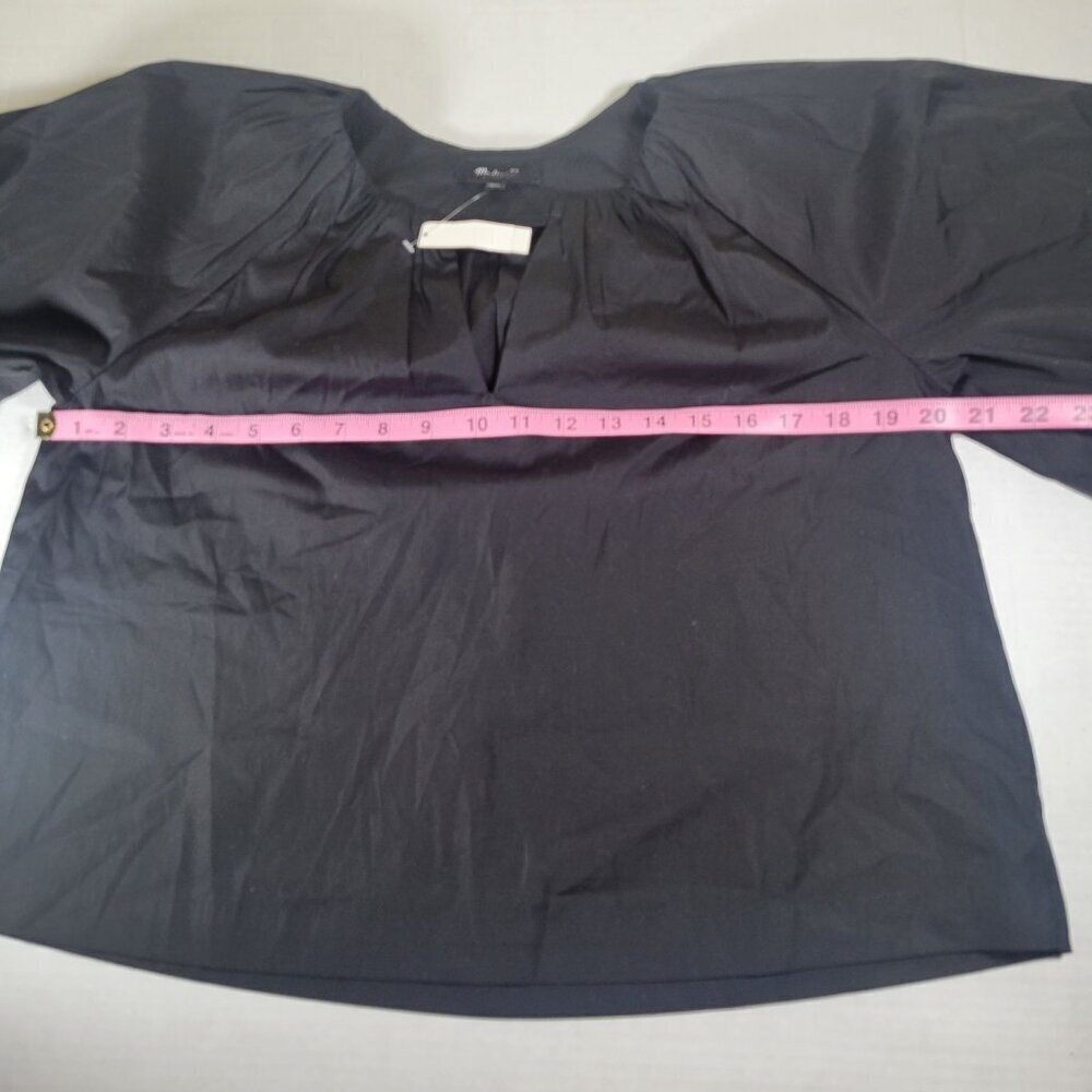 Madewell Women Black Cotton Boho Casual Retro Bell Sleeve V-neck Blouse Size 2 - Picture 9 of 11